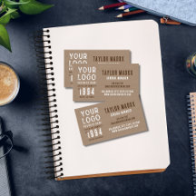 Rustic Charm Kraft Paper Business Logo Est. Data