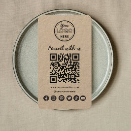 Cartão De Visita Rustic Connect with U Social Media QR Code (Conexã