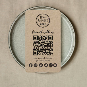 Cartão De Visita Rustic Connect with U Social Media QR Code (Conexã