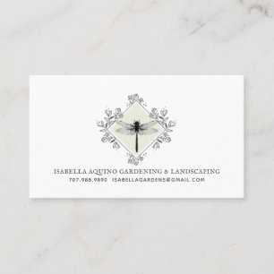 Cartão De Visita Rustic Dragonfly Floral Gardener Landscaper