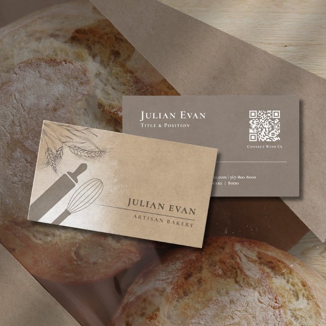 Cartão De Visita Rustic Flour Whisk Pastry Chef Artisan Bakery (Rustic Flour Whisk Pastry Chef Artisan Bakery Business Card)
