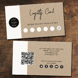 Cartão De Visita Rustic Kraft Brown Business Logo QR Code Lealdade