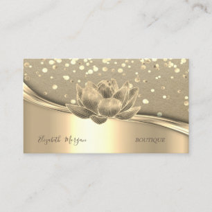 Cartão De Visita Rustic Kraft, Confete Dourado, Lótus Dourado