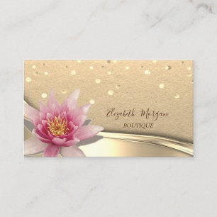 Cartão De Visita Rustic Kraft, Confetti Dourado, Watercolor Lotus