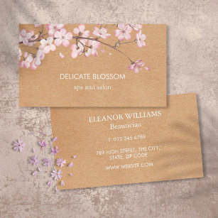 Cartão De Visita Rustic Kraft Delicate Blossom