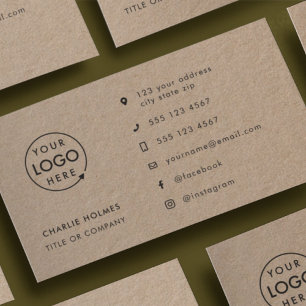 Cartão De Visita Rustic Kraft   Ícones modernos para o logotipo de 