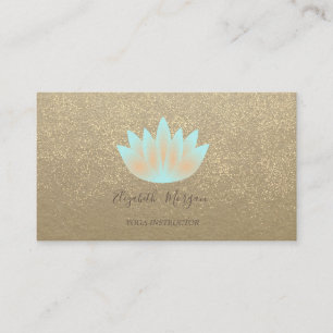 Cartão De Visita Rustic Kraft,Lotus,Instrutor Confetti Yoga Dourado