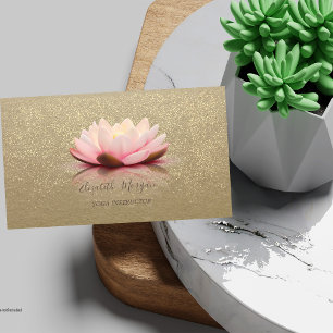 Cartão De Visita Rustic Kraft, Lótus, Lótus Confete Dourado