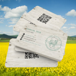 Cartão De Visita Rustic Lamb Sheep Farm LOGO QR Code Green