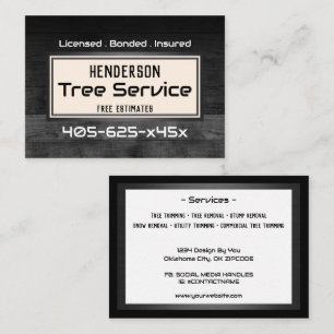 Cartão De Visita Rustic Wood Tree Trimming 