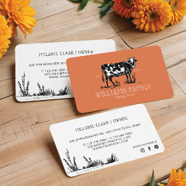 Cartão De Visita Rústica Vintage Fazenda de esboços Laranja Látea Q