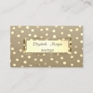 Cartão De Visita Rústico Elegante, Kraft, Moldura Dourada, Confetes