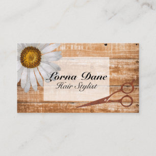 Cartão De Visita Rústico País Cabelo de Madeira Estilista Daisy Vin
