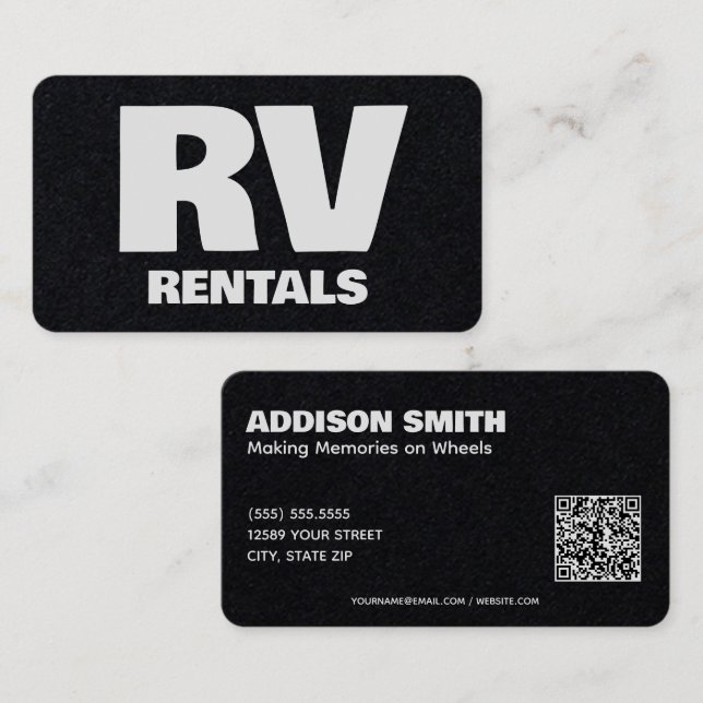 Cartão De Visita RV Rentals Custom QR Premium (Frente/Verso)
