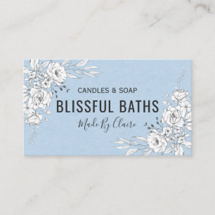 Cartão De Visita Sabão E Vela De Casca Azul E Branco
