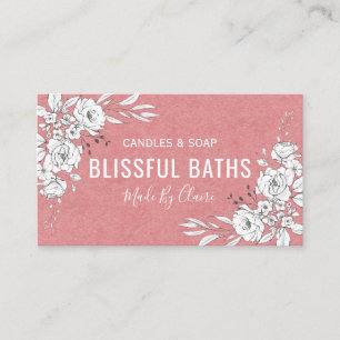 Cartão De Visita Sabão E Vela De Caseiro Rosa E Branco