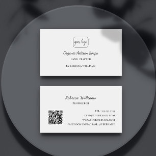 Cartão De Visita Sabonete Artesanal Preto e Branco Código QR
