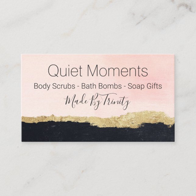 Cartão De Visita Sabonete de carvalho preto rosa feito à mão (Frente)