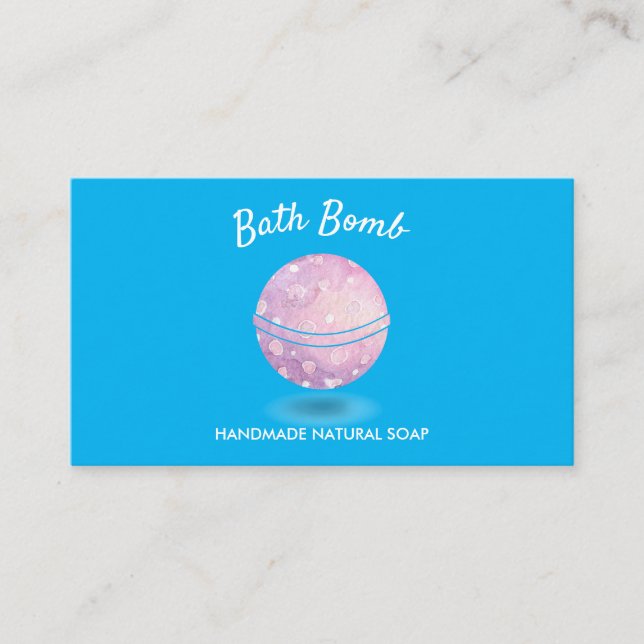 Cartão De Visita Sabonete Natural Spa Bomba de Banho Azul (Frente)