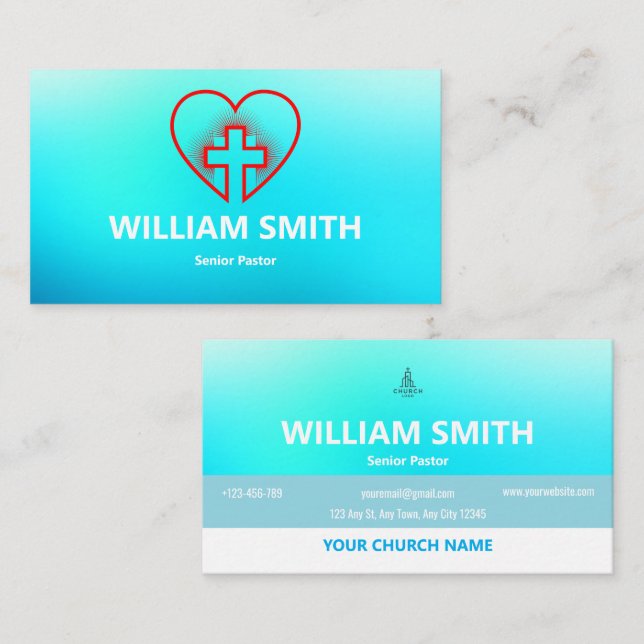 Cartão De Visita Sacred Heart Pastoral Business Card (Frente/Verso)