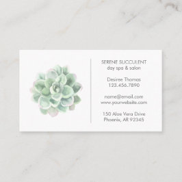 Cartão De Visita Sage Botânico Verde Aquarela Suculente Dia Spa