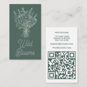 Cartão De Visita Sage Floral Mínima Rústica de Buquê de Flor Selvag