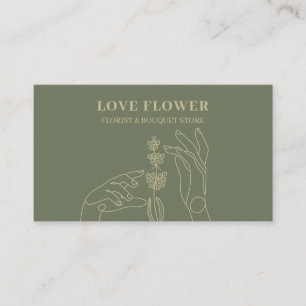 Cartão De Visita Sage Gold Florista Botânico Mãos Seguram