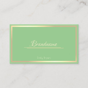 Cartão De Visita Sage Green Dourado Frame Personalize sua beleza de