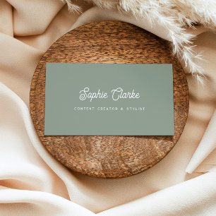Cartão De Visita Sage Green   Script Retroativo com Código QR