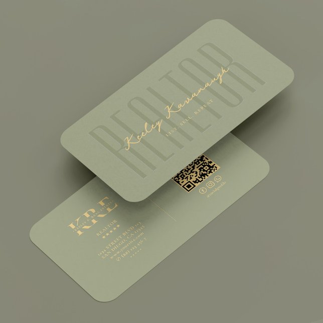 Cartão De Visita Sage Moderna do Assistente de Hipotecas do Realtor (Realtor Mortgage Advisor Modern Sage Business Card
)