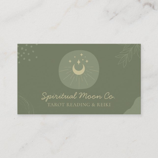 Cartão De Visita Sage Ouro Lua Estrelas Reiki Espiritual (Frente)