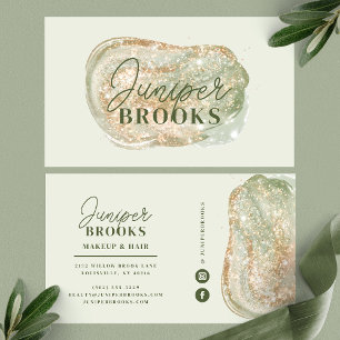 Cartão De Visita Sage Verde Mídia Social Glitter Aquarela Simples