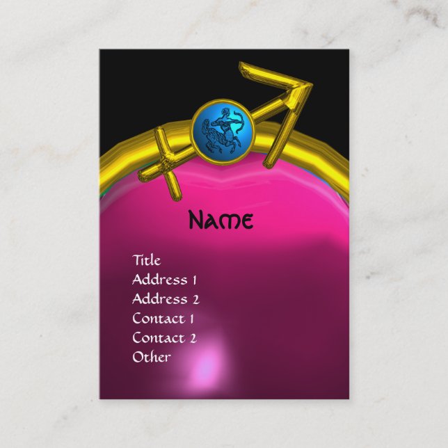 Cartão De Visita SAGITTARIUS MONOGRAM - ametista azul-rosa (Frente)