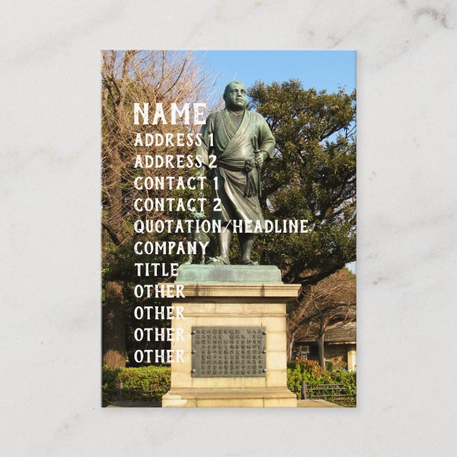 Cartão De Visita Saigo Takamori (O Último Samurai) & Estátua De Cac (Frente)