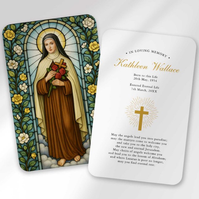 Cartão De Visita Saint Therese of Lisieux Bereavement Sympathy Card (Criador carregado)