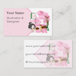 Cartão De Visita Sakura Deer & Mahjong Blossom Dream