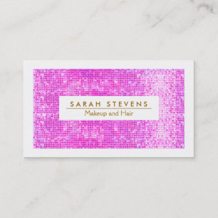 Cartão De Visita Salão Artista de Sequência FAUX Cinza-Rosa-Quente