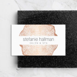 Cartão De Visita Salão de Anéis de Árvore Dourada de Bela Orgânica