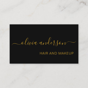 Cartão De Visita Salão de Ativação do Cabelo Simples Preto e Dourad