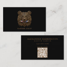 Salão de Barbeiro Profissional Minimal Bronze Bear