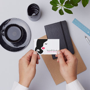 Cartão De Visita Salão de Bela Negra Silhouette Mínimalista