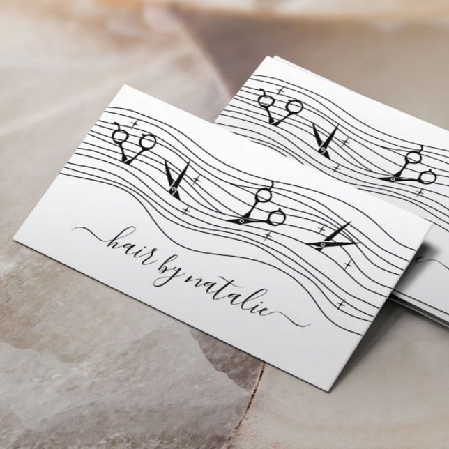 Cartão De Visita Salão de Bela Tesoura Flutuante Hair Stylist (Criador carregado)