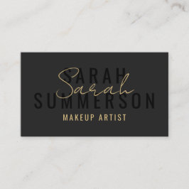 Cartão De Visita Salão de Beleza Artista de Maquiagem Stylish Preto
