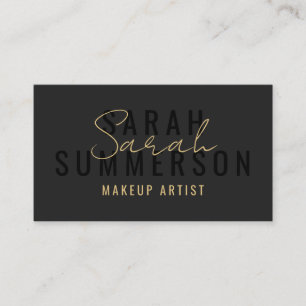 Cartão De Visita Salão de Beleza Artista de Maquiagem Stylish Preto
