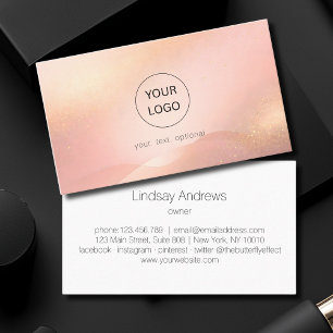 Cartão De Visita Salão de Beleza Blush Gold Glow Logo