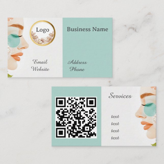 Cartão De Visita Salão de beleza Código QR personalizado profission (Frente/Verso)