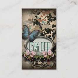 Cartão De Visita Salão de beleza da borboleta floral SPA