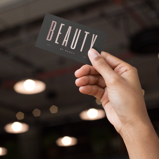 Cartão De Visita Salão de Beleza da Glitter Dourada rosa (Criador carregado)