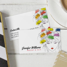 Cartão De Visita Salão de beleza de makeup no hairstylist ilustrado