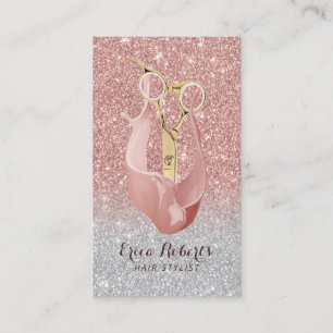Cartão De Visita Salão de beleza de prata Dourado cor-de-rosa